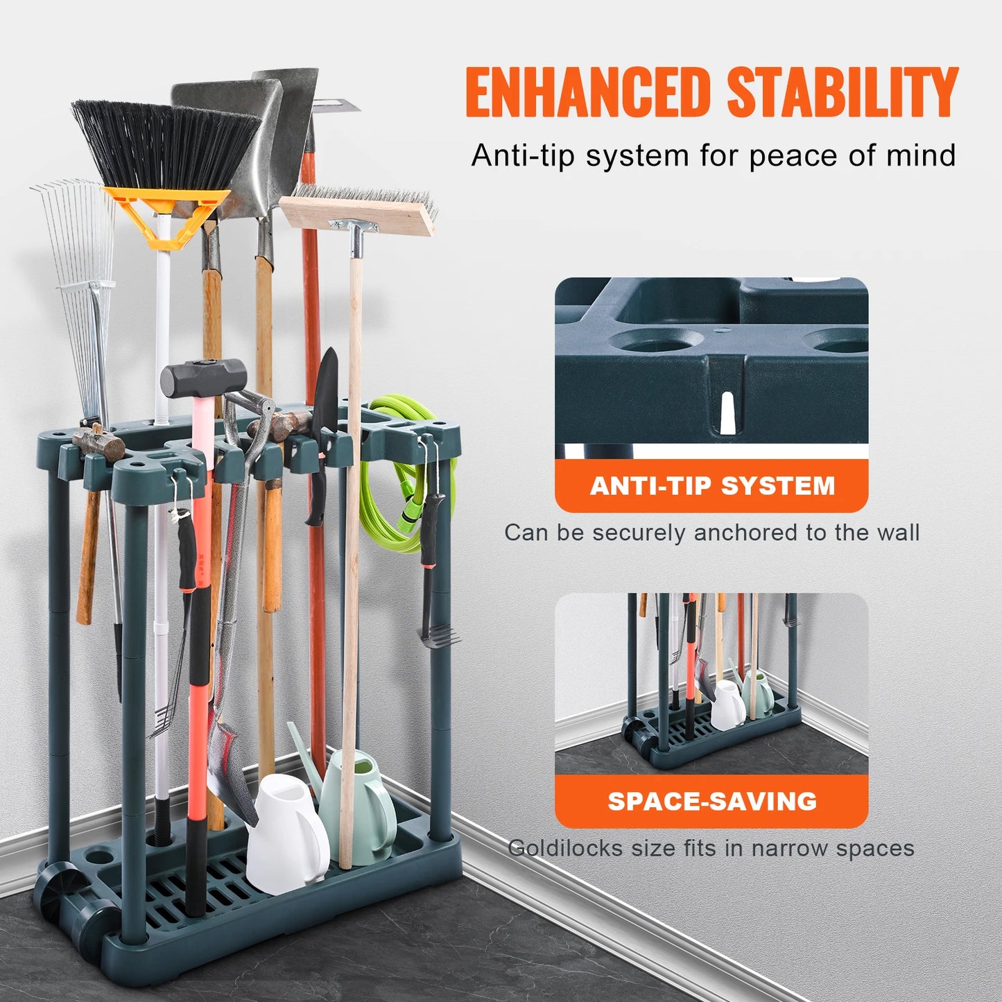SucceBuy 10 Slot Garden Tool Storage Rack Stand Holder