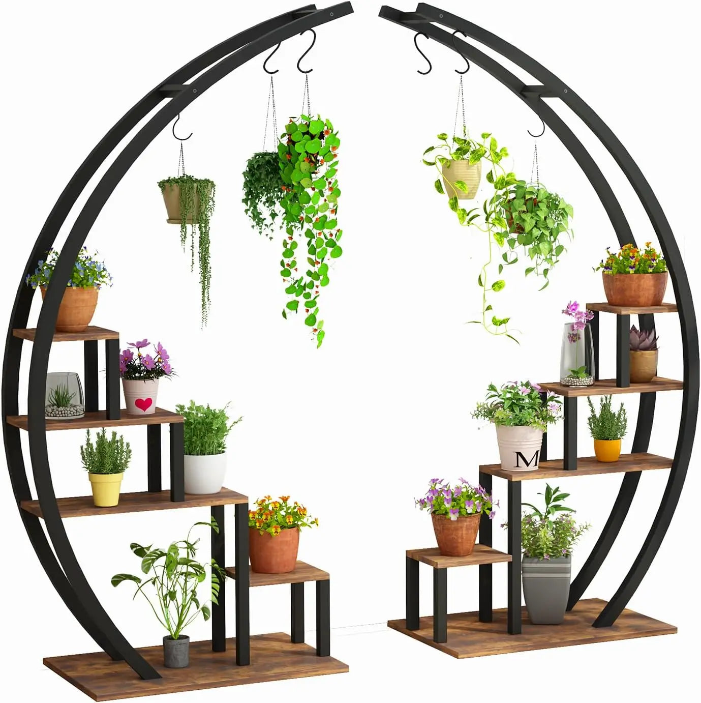 TWISTER.CK 2-Pack 5-Tier Half Moon Metal Plant Stand Indoor