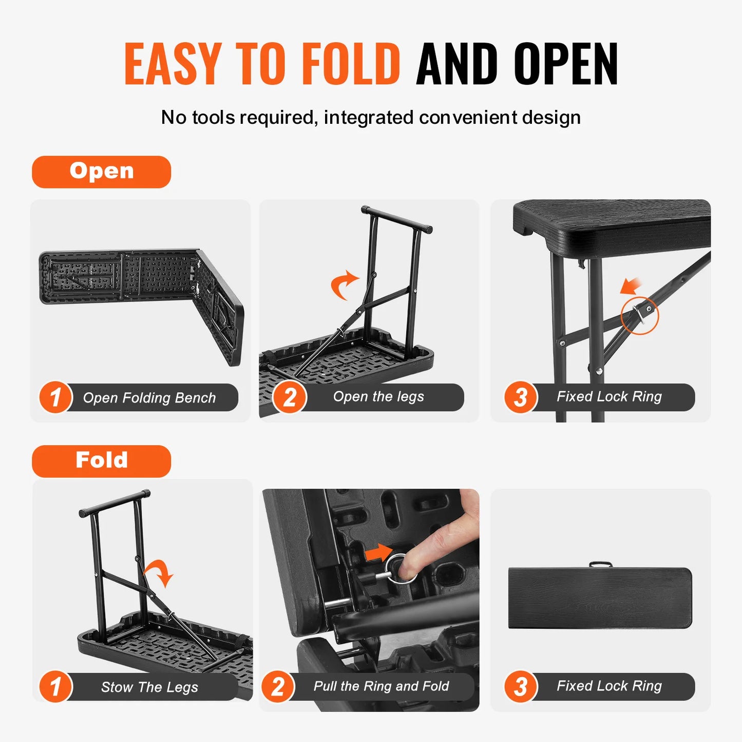 Portable Plastic Folding Bench With Secure Carry Handle Design