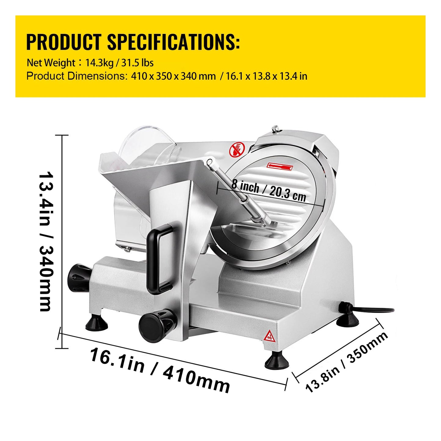 SucceBuy Electric Meat Slicer Adjustable Thickness Carbon Steel Blade