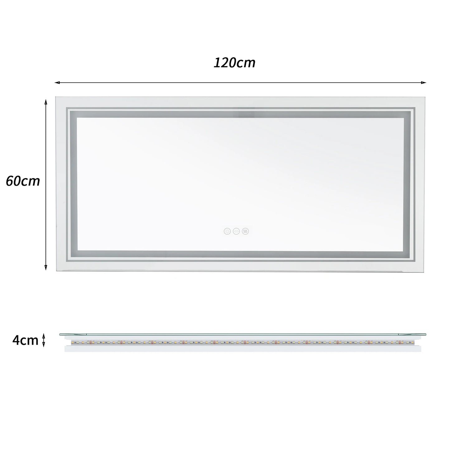 Wall Mounted LED Bathroom Mirror With Touch Control And Backlight