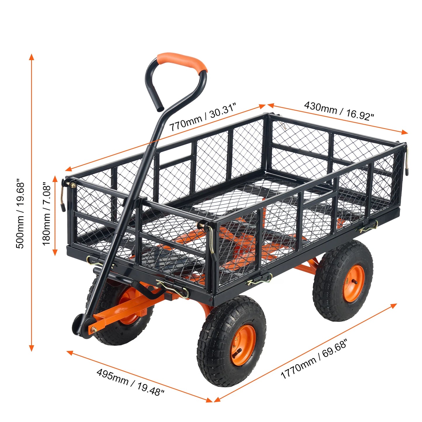 SucceBuy Sturdy Metal Garden Cart For Heavy Duty Yard Utility