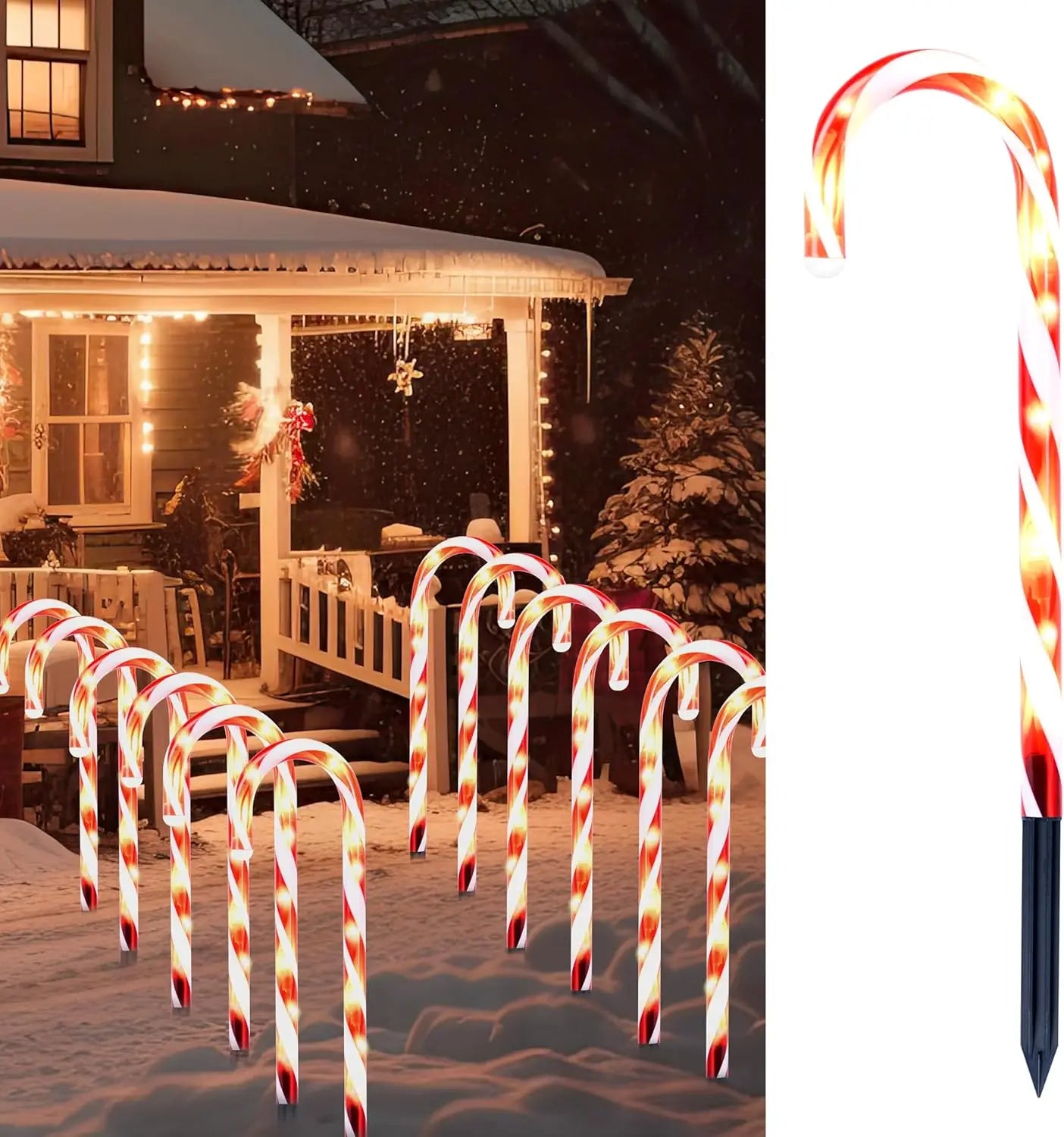 Joyfy 16 Inch Candy Cane Pathway Lights Outdoor Indoor Decor
