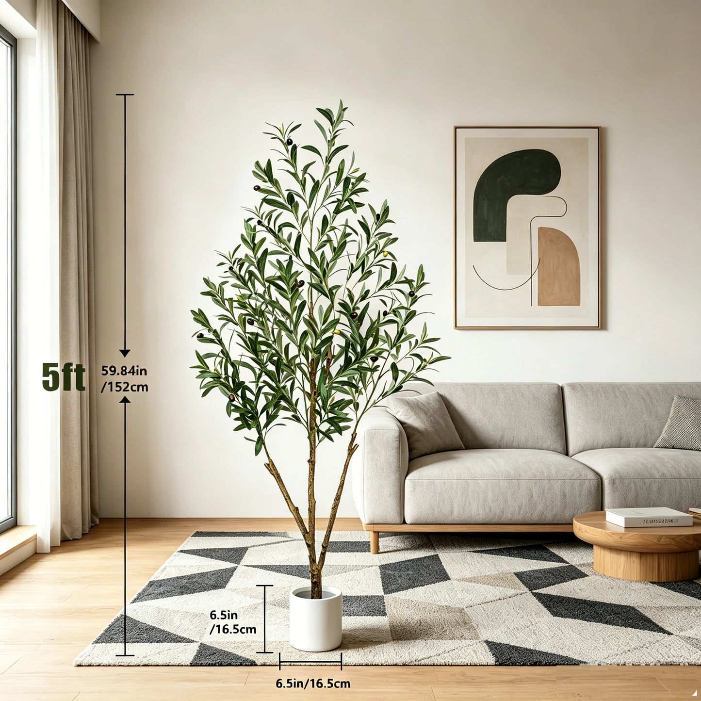 Olitree CN Olive Tree Artificial Indoor Outdoor With White Planter