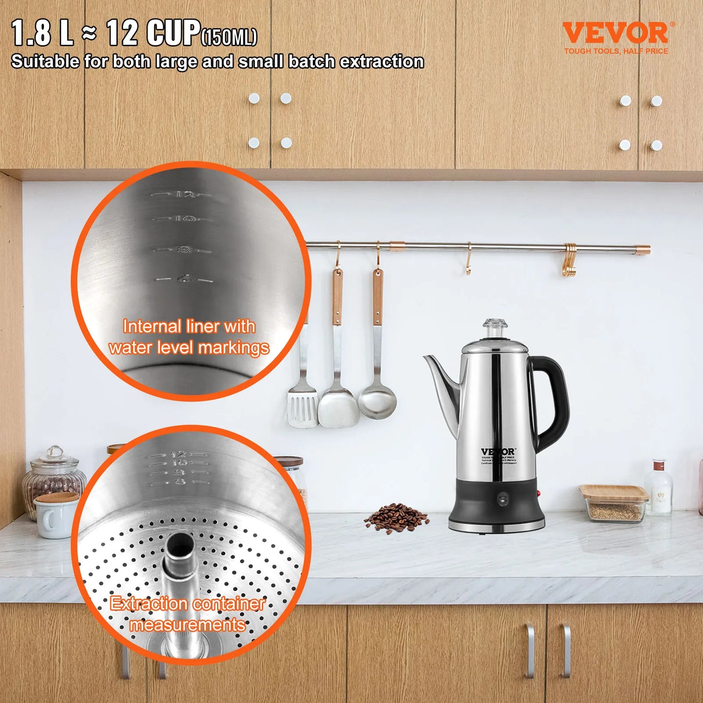 SucceBuy Electric Percolator Coffee Pot With Keep Warm Function