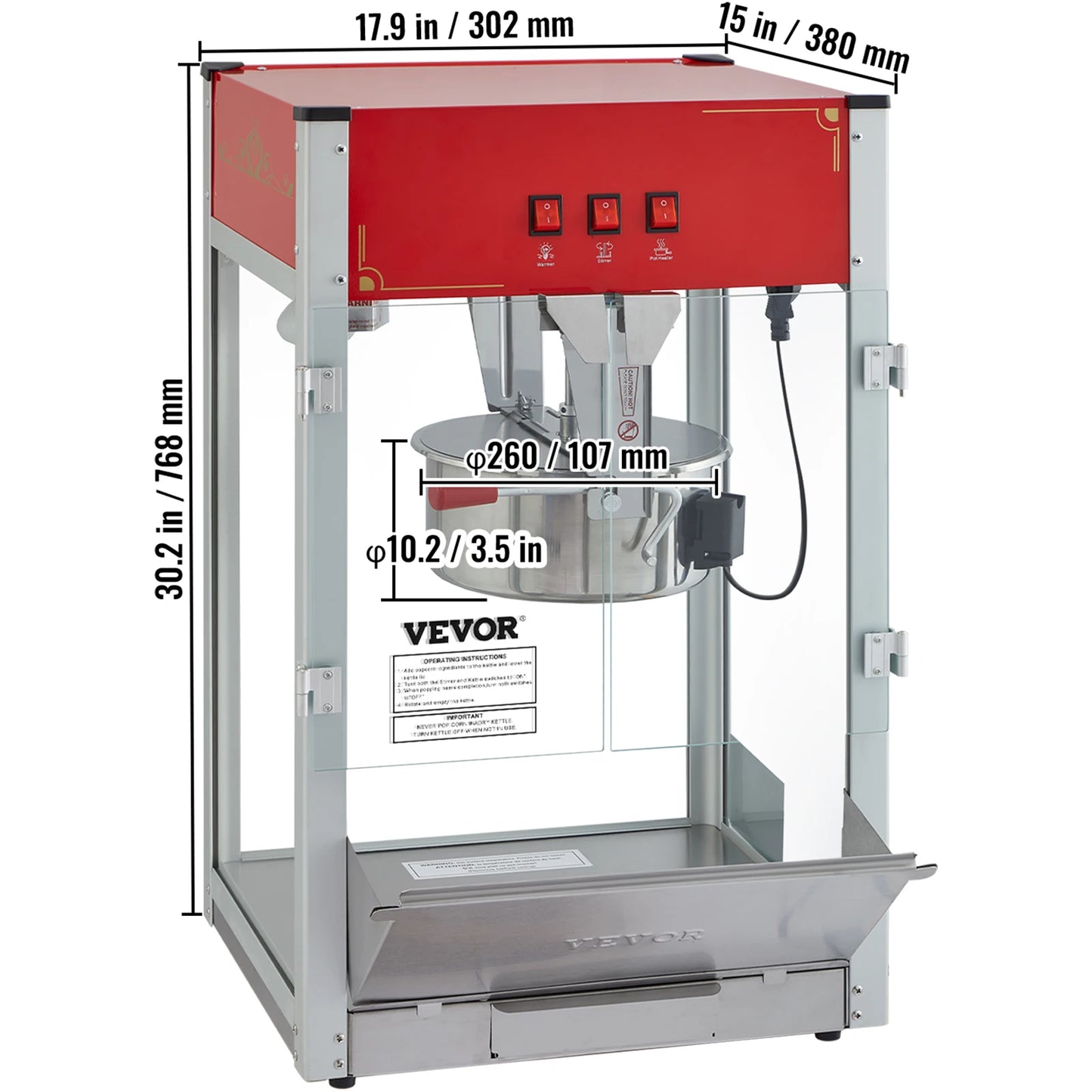 SucceBuy Commercial Electric Popcorn Maker With Scoop Spoon