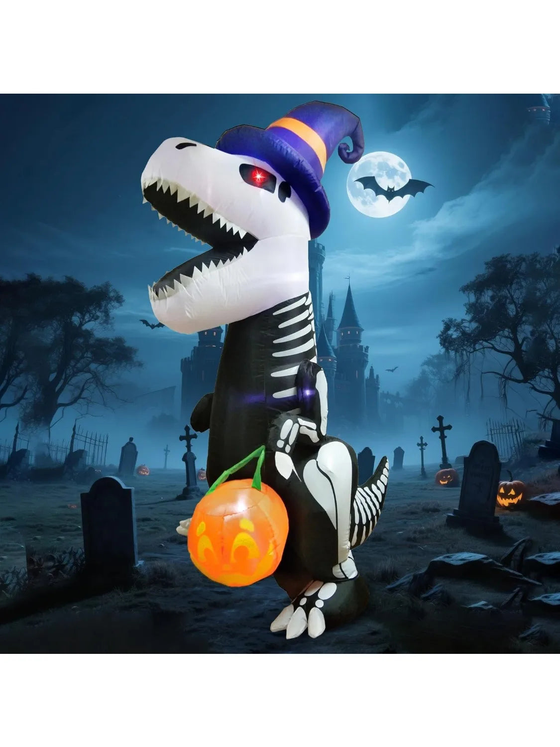 Joyfy Halloween Skeleton Dinosaur Inflatables Outdoor Yard Decor