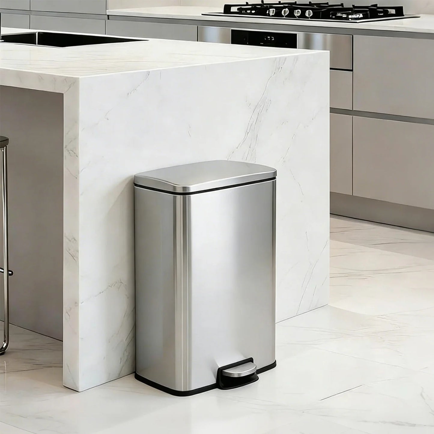 HiMISS Fingerprint Proof Stainless Steel Quiet Pedal Bin