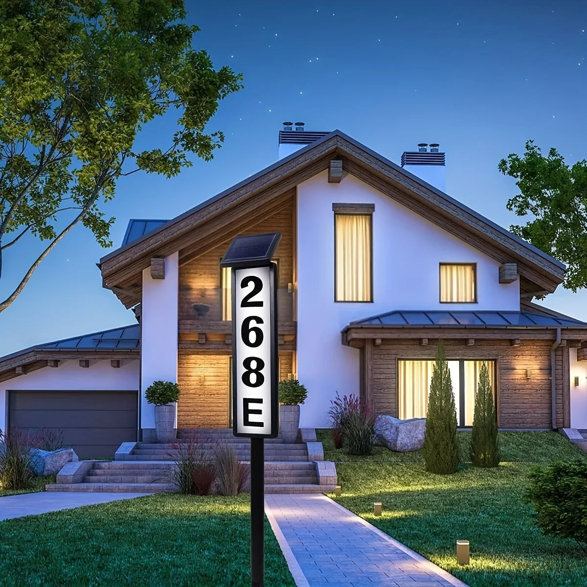 Solar Powered Ground Insert Door Sign Lawn Light With Automatic Sensor