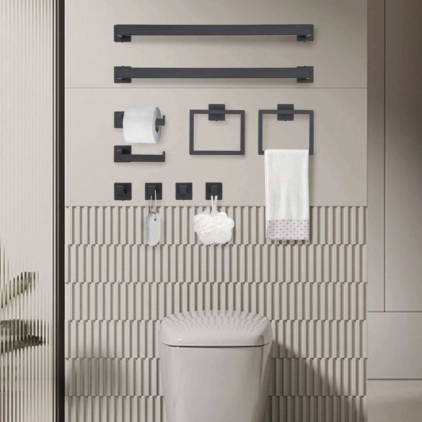 Matte Black Wall Mount Bathroom Accessories Set Stainless Steel
