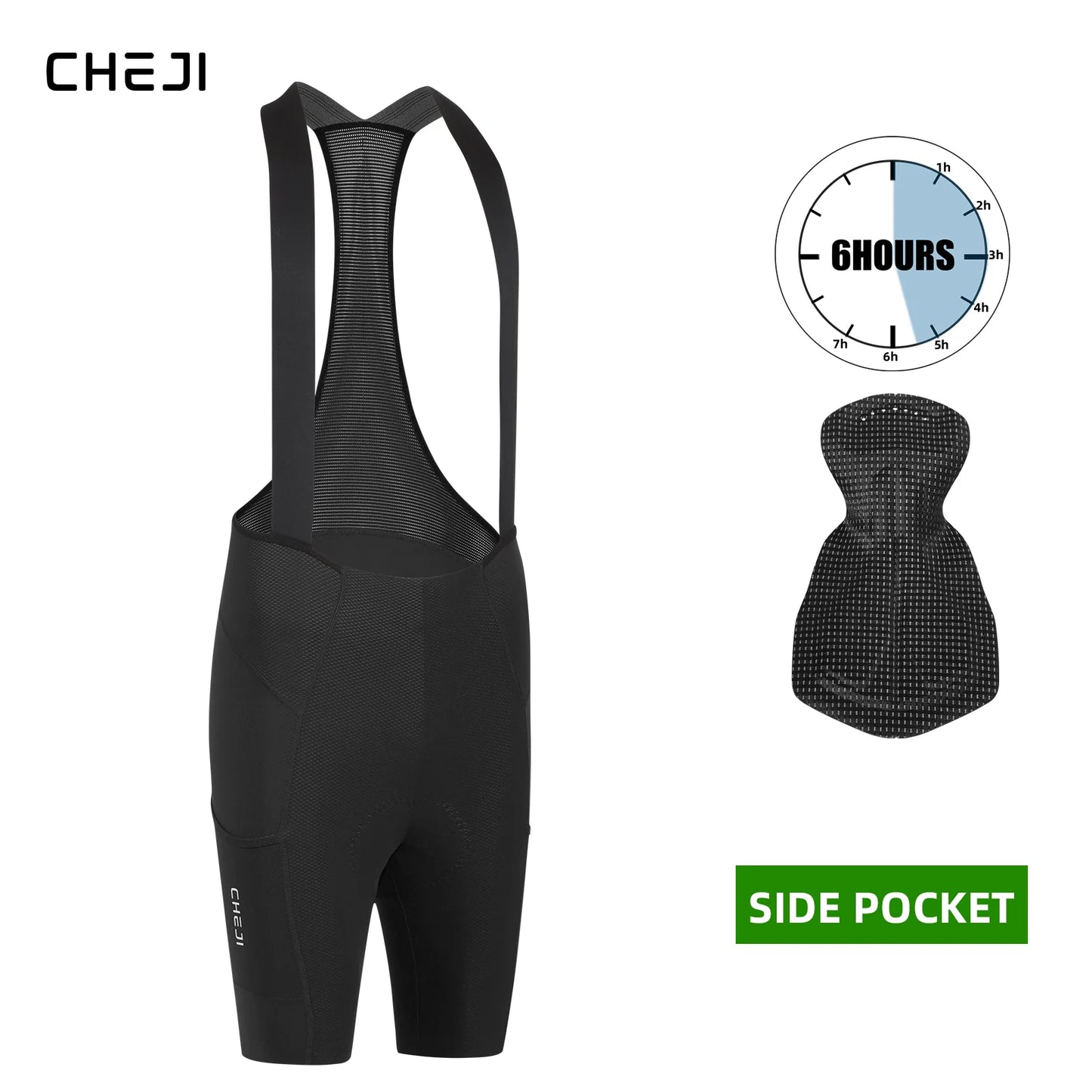 Cheji Men's Cycling Bib Shorts Seamless Quick-Drying Comfort