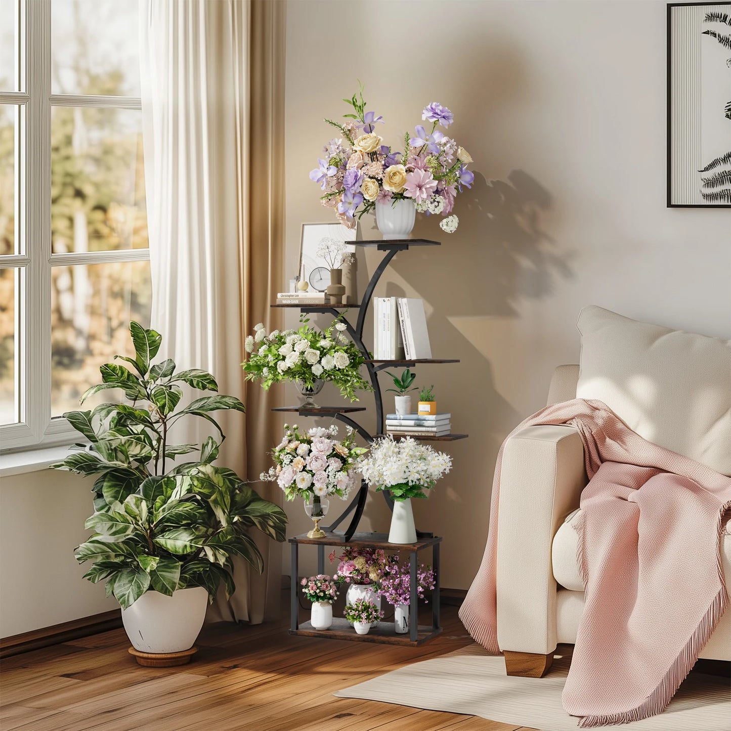 Wisfor 7 Tier Industrial Tree Plant Stand Display Rack