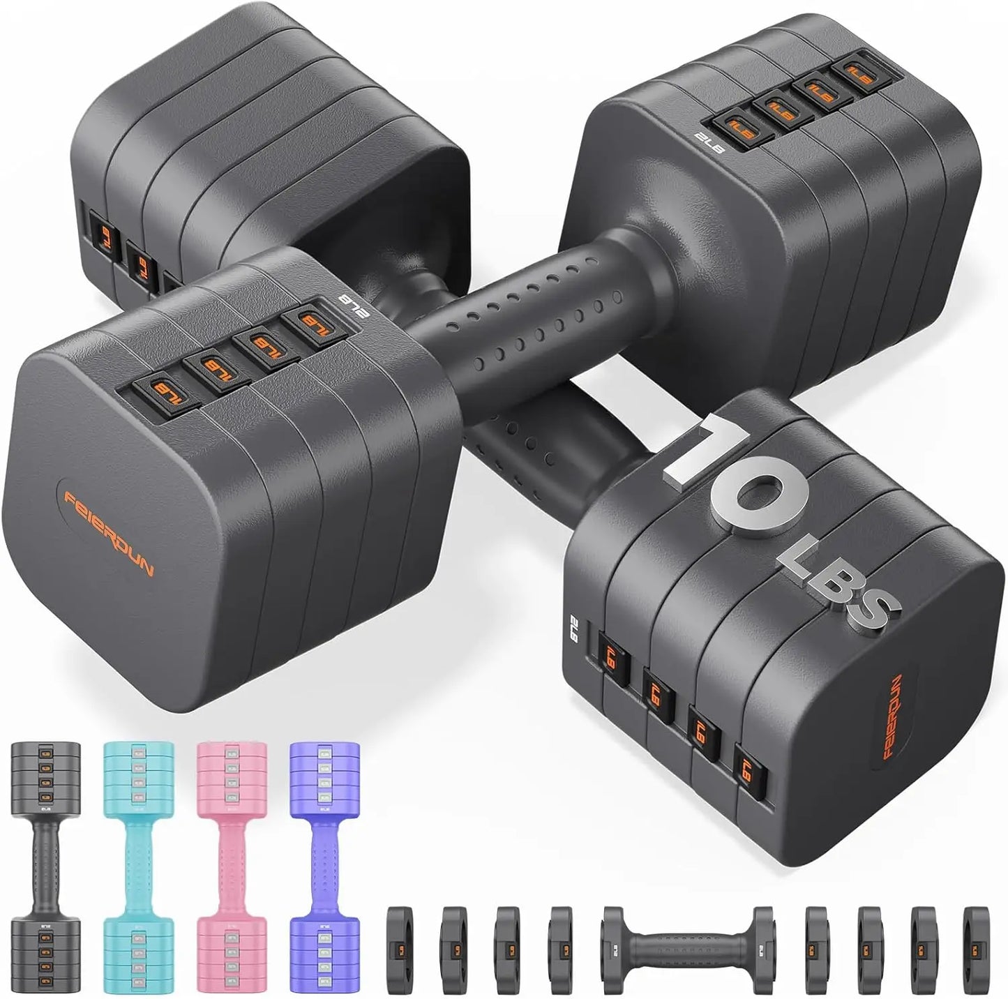 FED Fitness FEIERDUN 5-in-1 Adjustable Dumbbells Set For Home Gym
