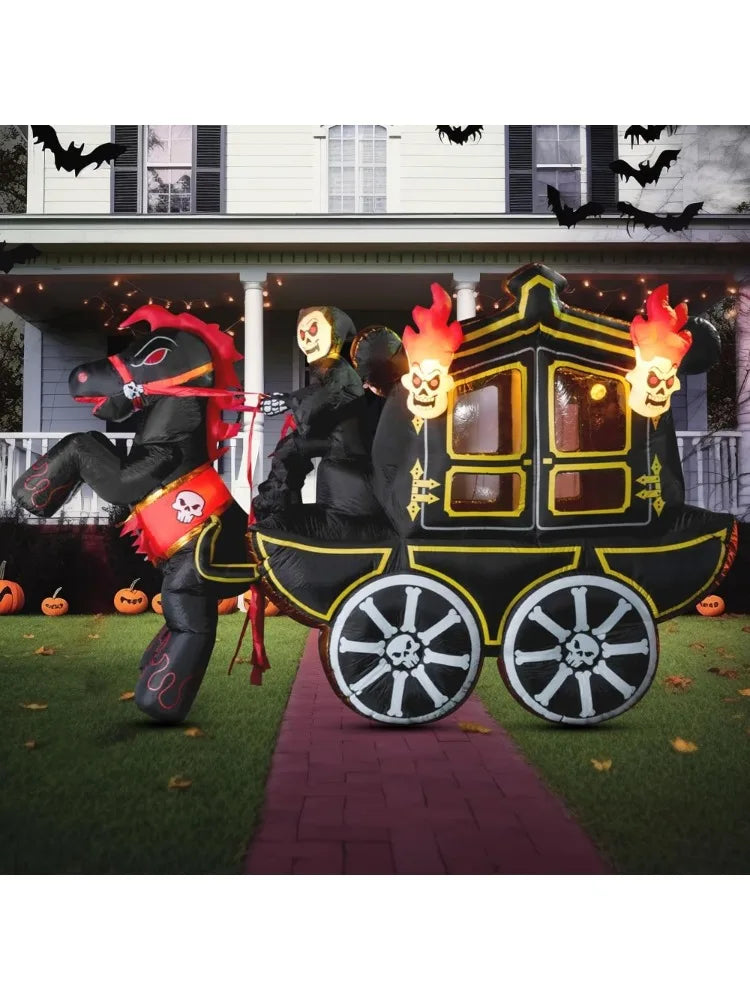 Joyfy Halloween Inflatable Carriage With Built In Led Lights