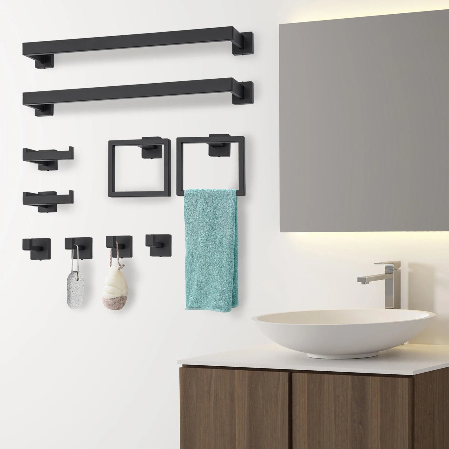 Matte Black Wall Mount Bathroom Accessories Set Stainless Steel