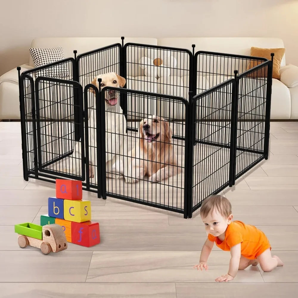 Metal Dog Playpen With Wide Gate For Secure Pet Containment
