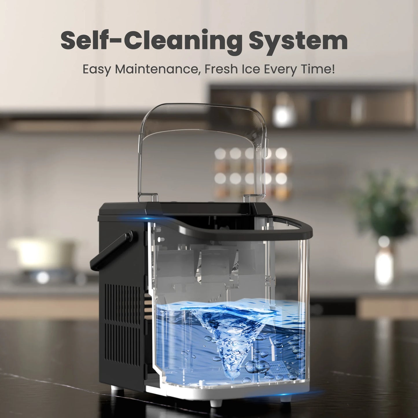 Portable Countertop Ice Maker Producing Fast Bullet Ice Daily