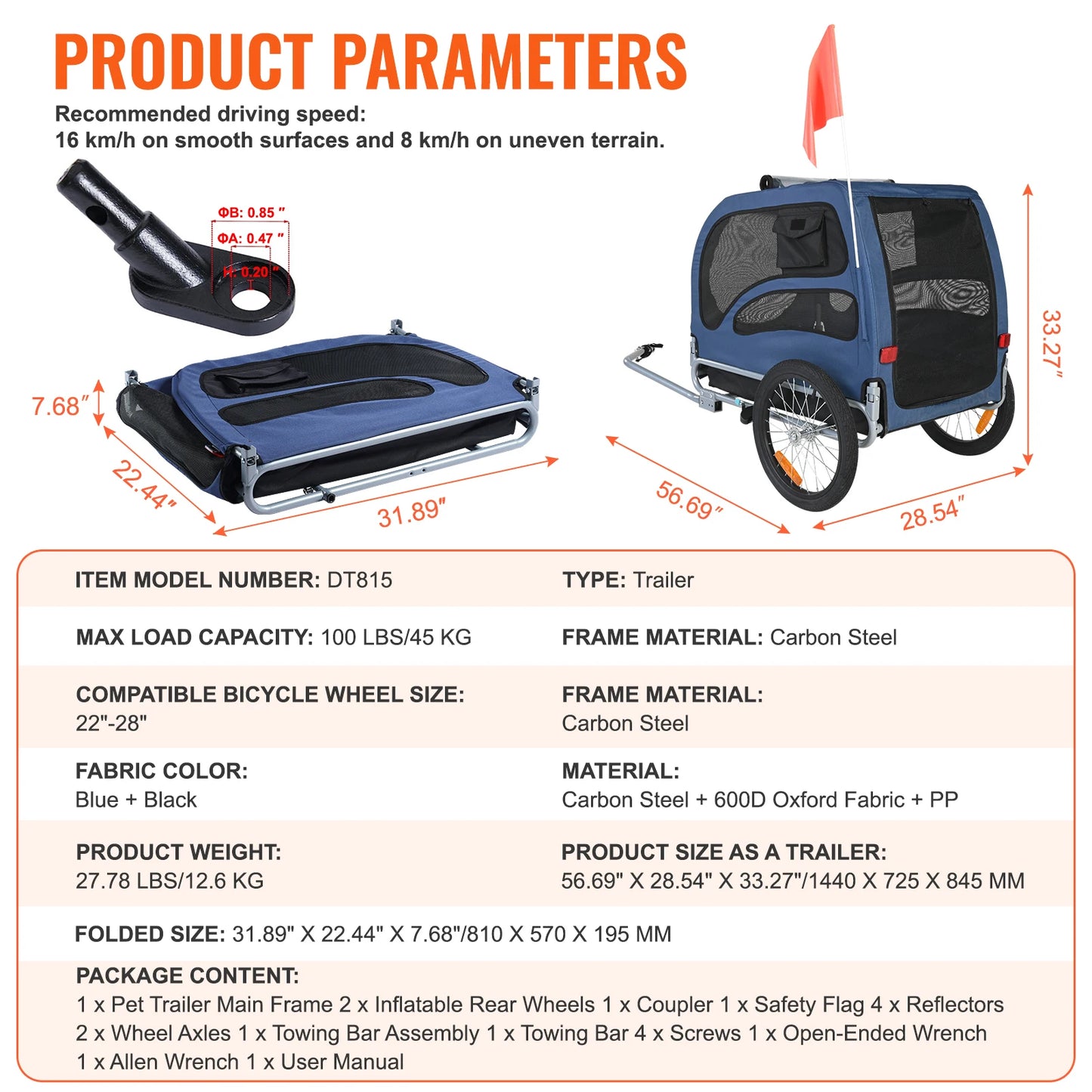 Pet Cart Bicycle Carrier Dog Trailer For Travel And Safety