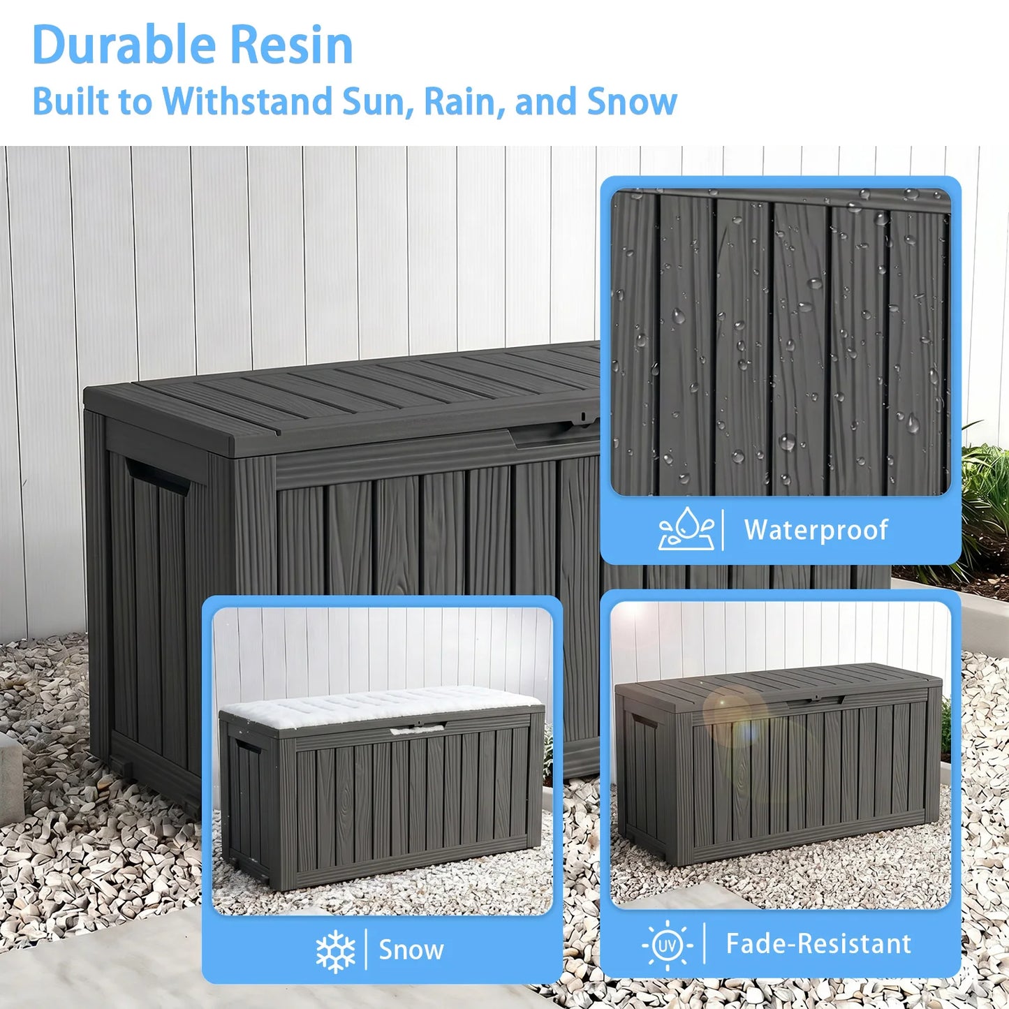 Outdoor Resin Storage Box With Wheels Lockable Patio Garden Container