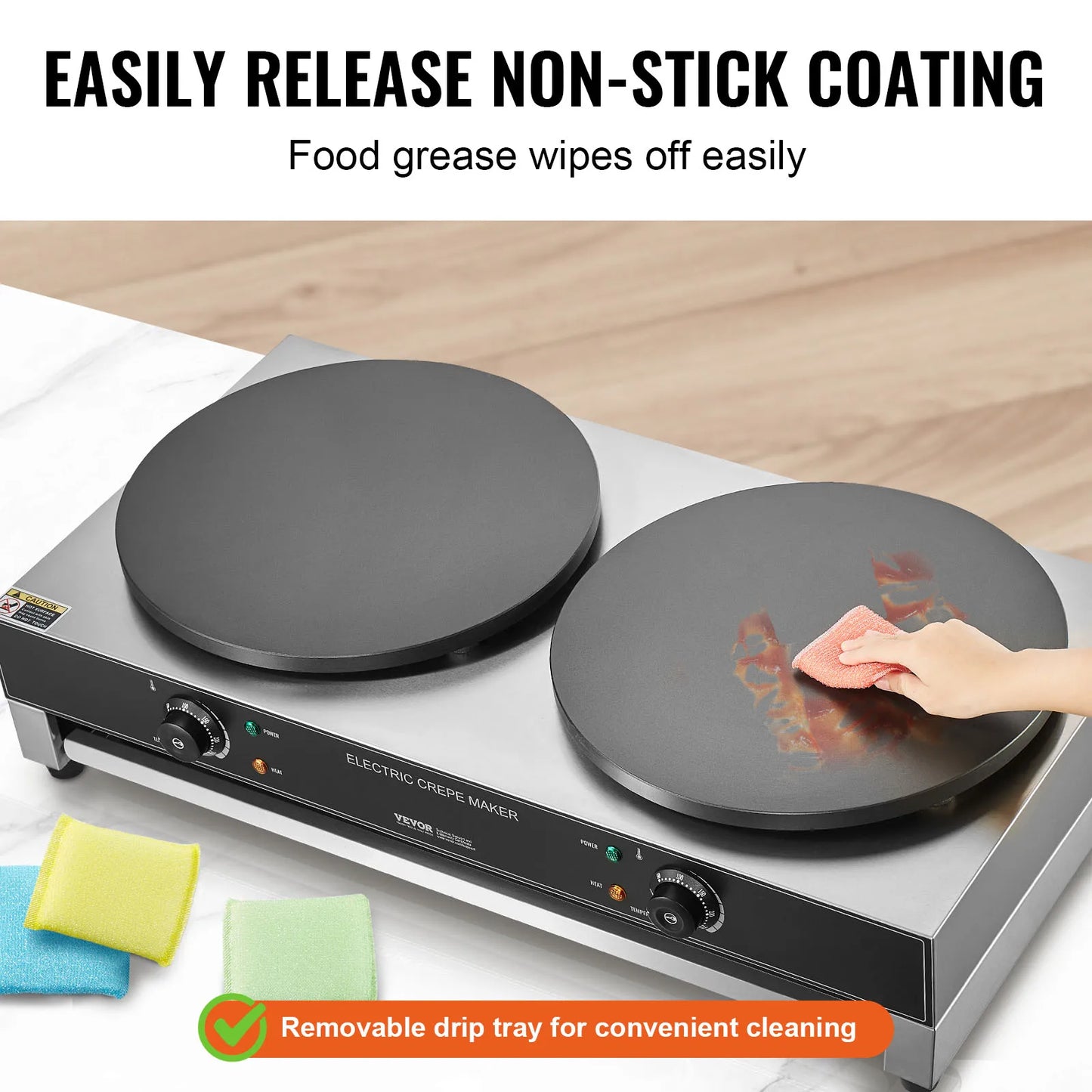 SucceBuy Double Head Electric Crepe Maker Commercial Flat Plate Griddle