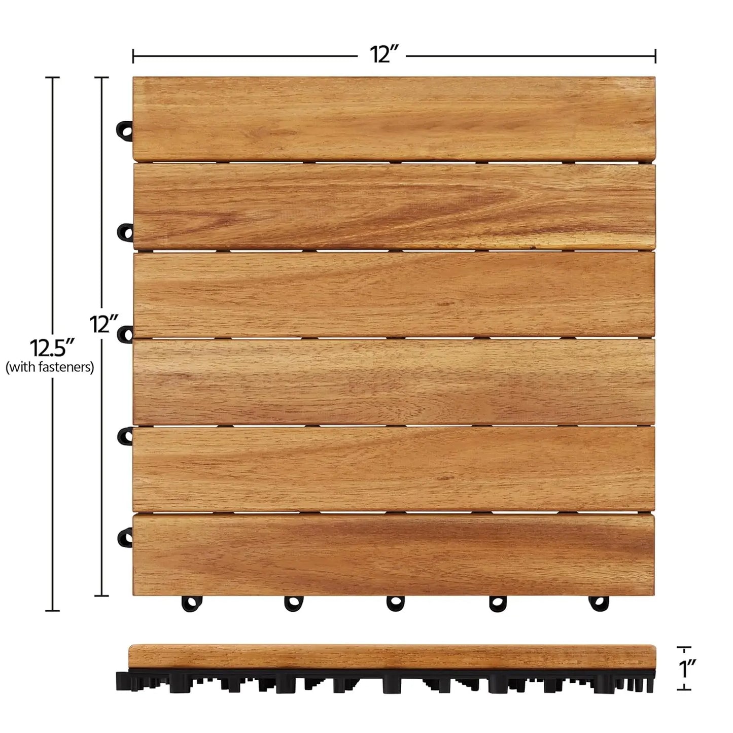 Acacia Wood Interlocking Flooring Tiles Waterproof For Outdoor Indoor Patio