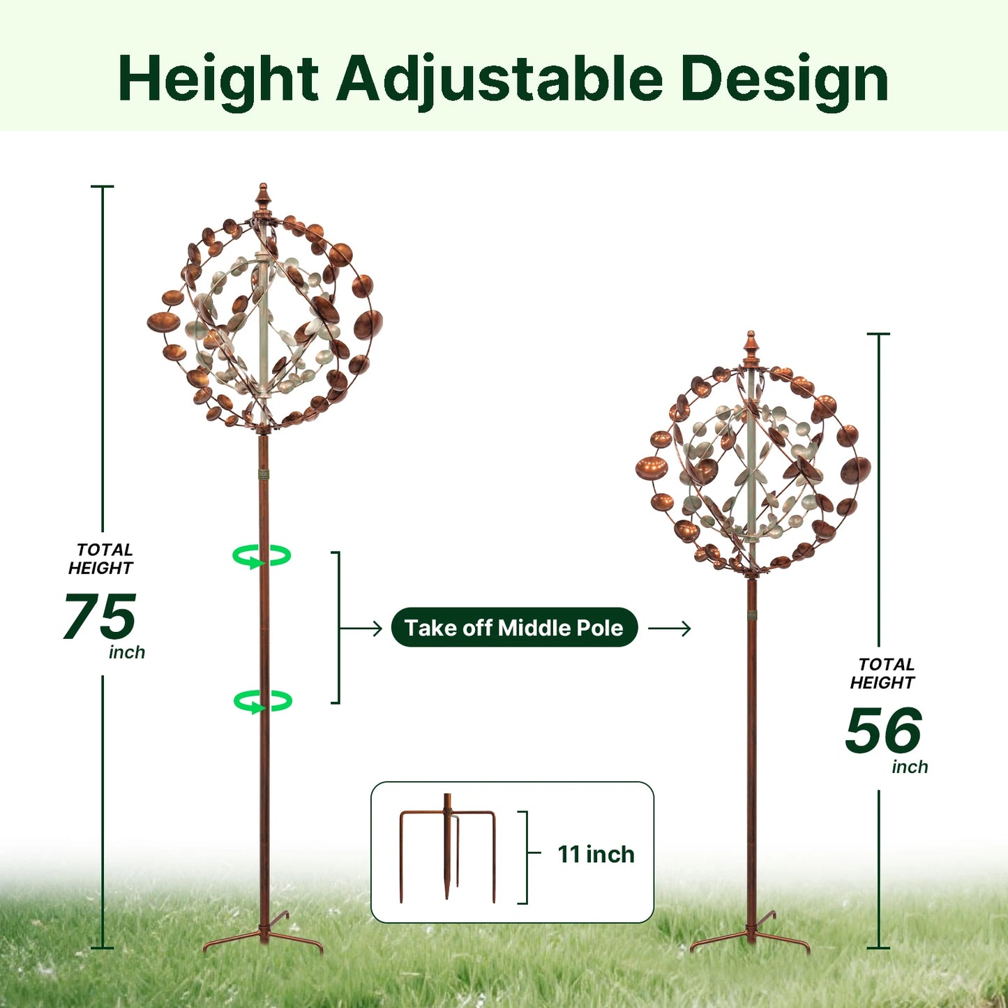 Metal Wind Spinners Outdoor Garden Art With 360 Degree Spin And Welcome Flags