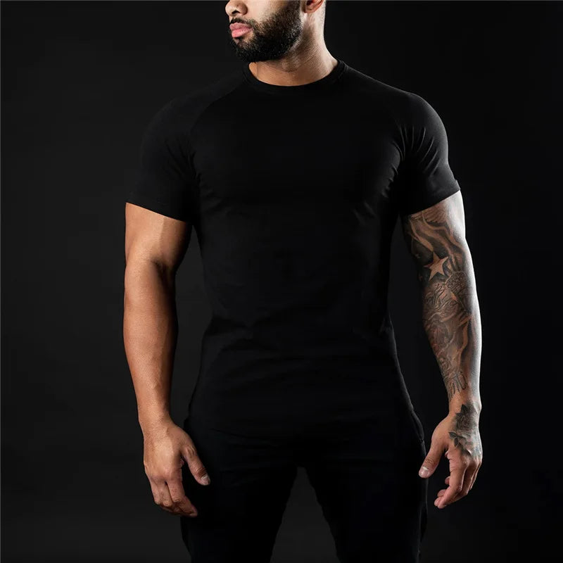 Plain Gym T Shirt Short Sleeve Cotton Fitness Tee Essential