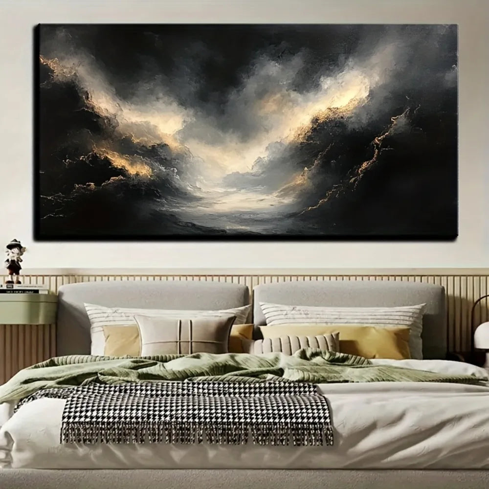 Abstract Black Gold Texture Modern Art Oil Painting For Home