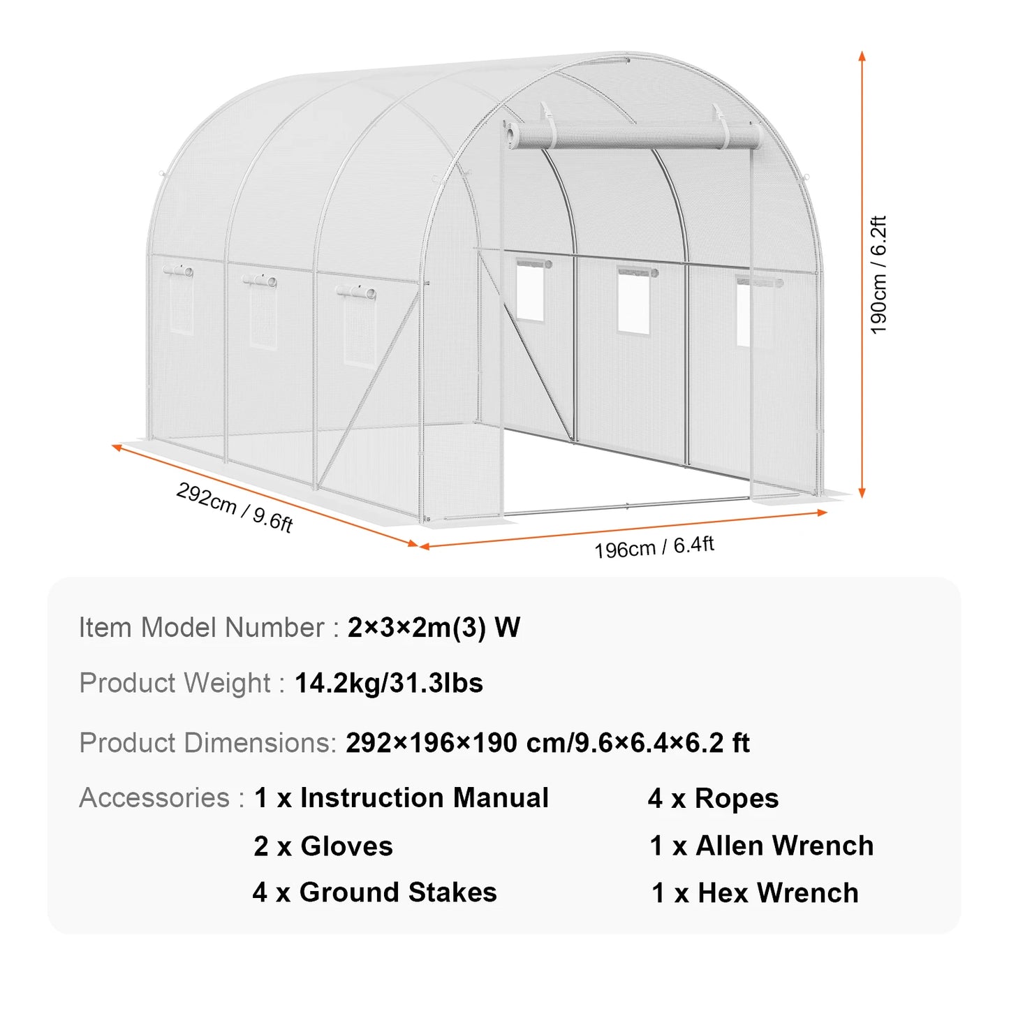 SucceBuy Walk In Tunnel Greenhouse With Steel Frame And PE Cover
