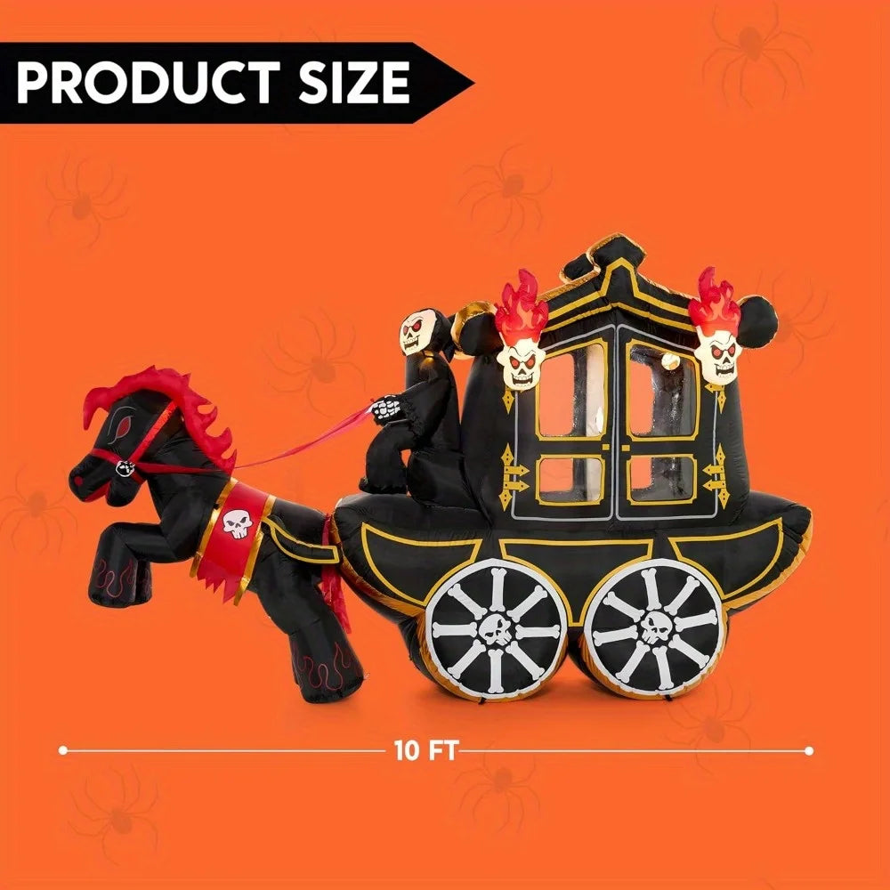 Joyfy Halloween Inflatable Carriage With Built In Led Lights