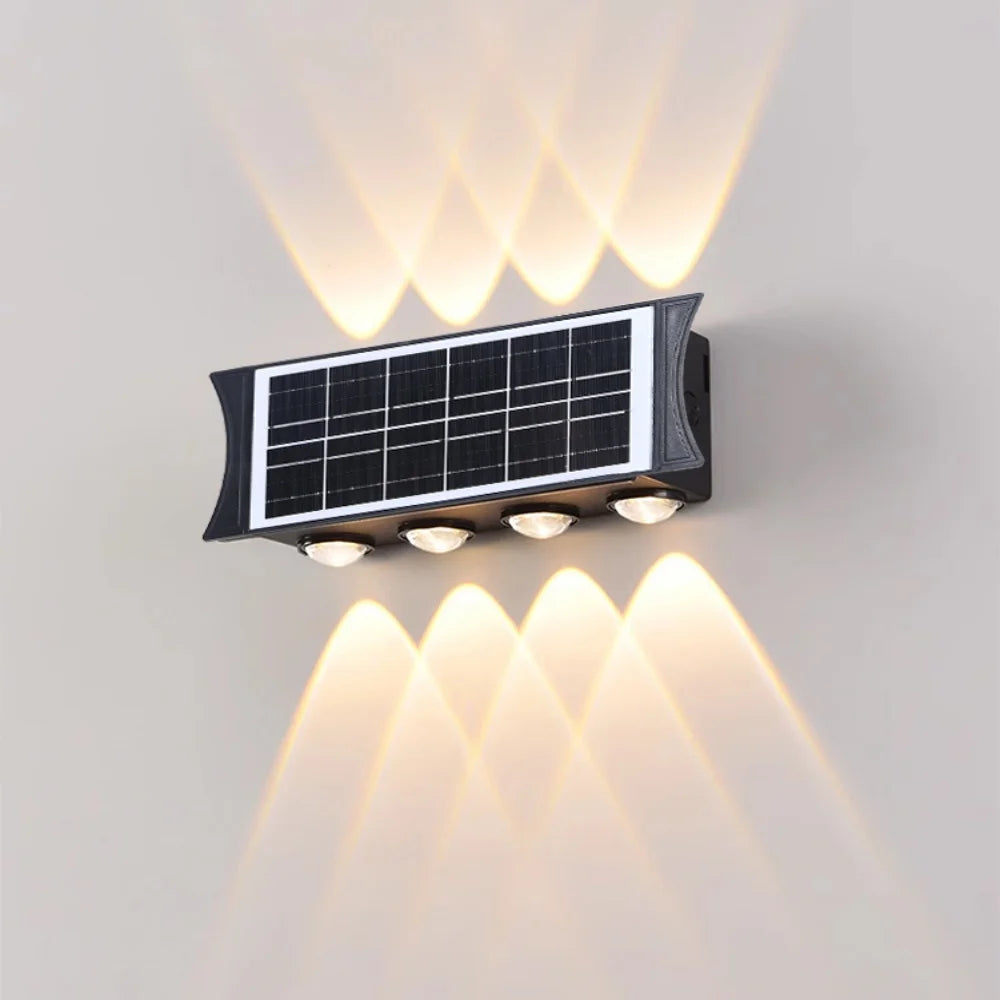 Solar LED Wall Lamp 8to12 LEDs Up Down Waterproof Outdoor