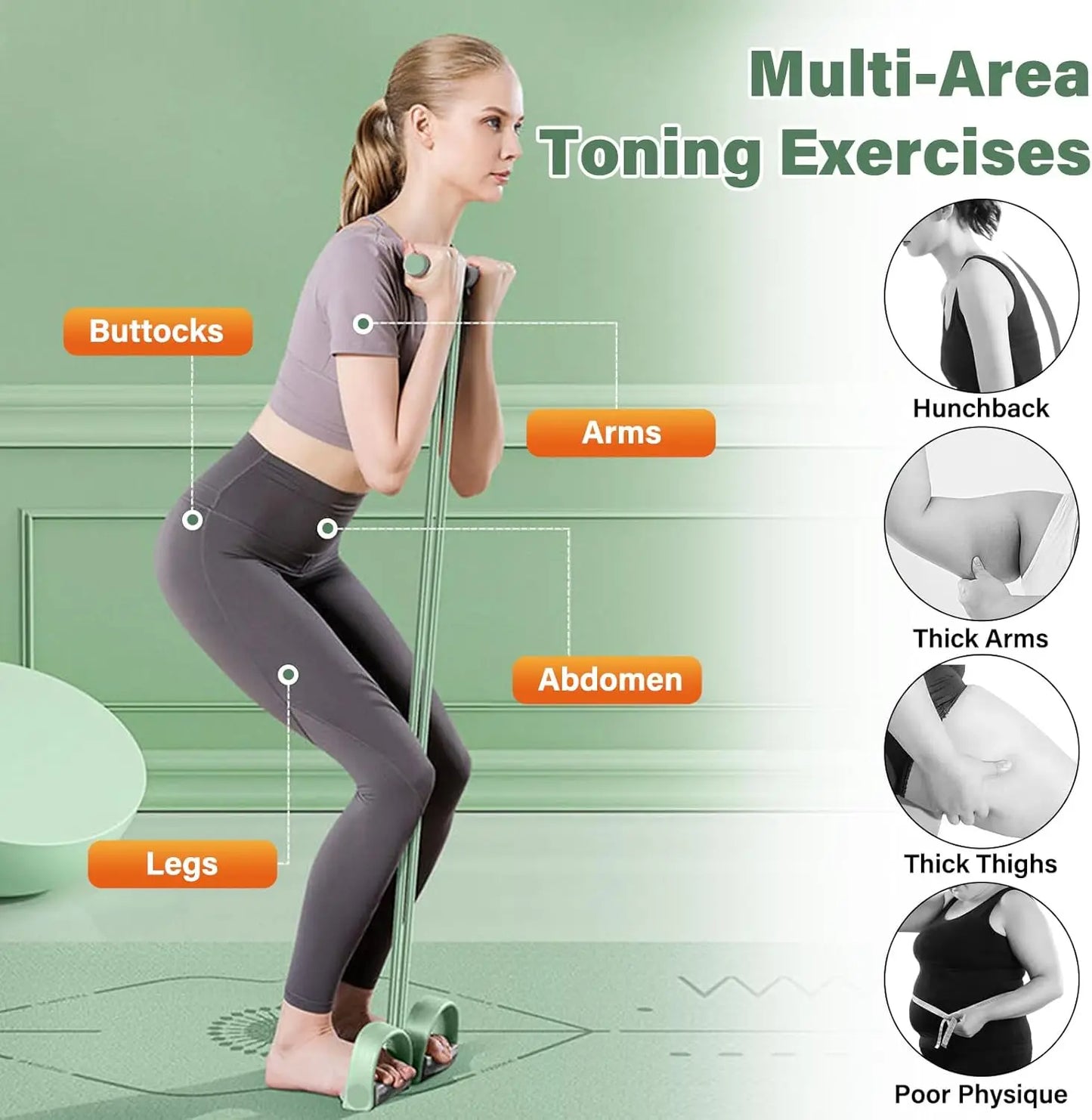 Natural Rubber Pedal Resistance Bands With Handles Set
