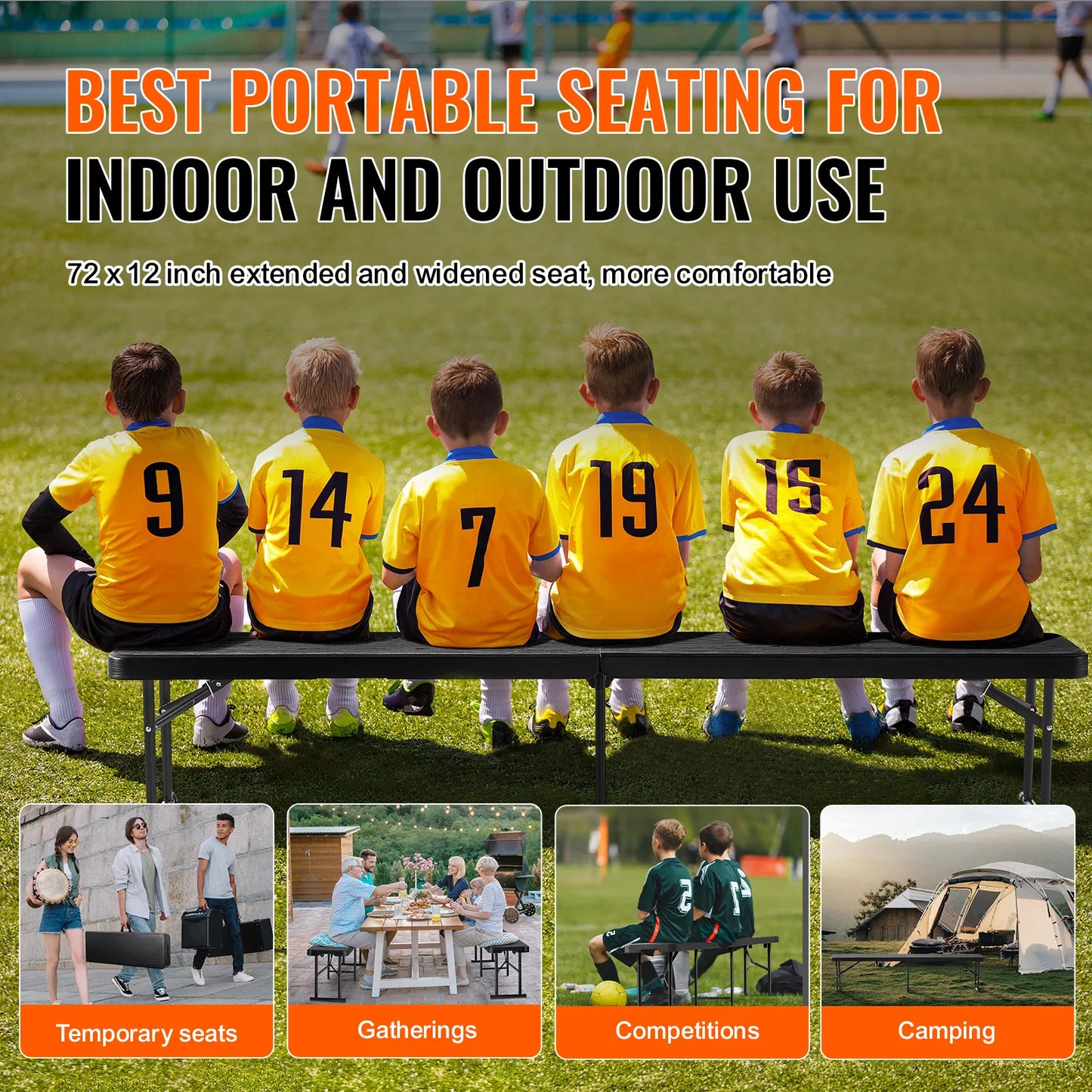 Portable Plastic Folding Bench With Secure Carry Handle Design