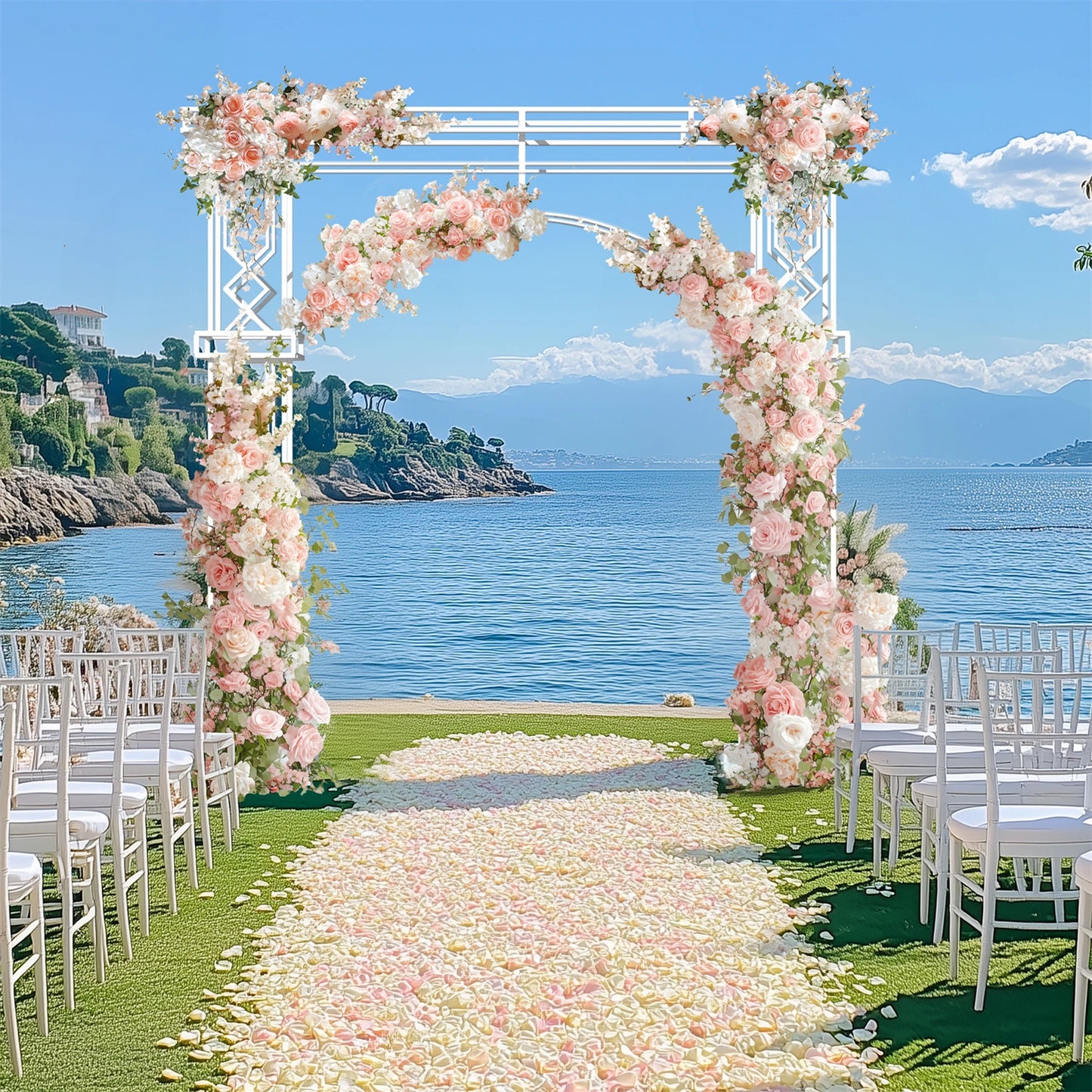 Modern Metal Wedding Archway Ceremony Backdrop Stand For Garden Events
