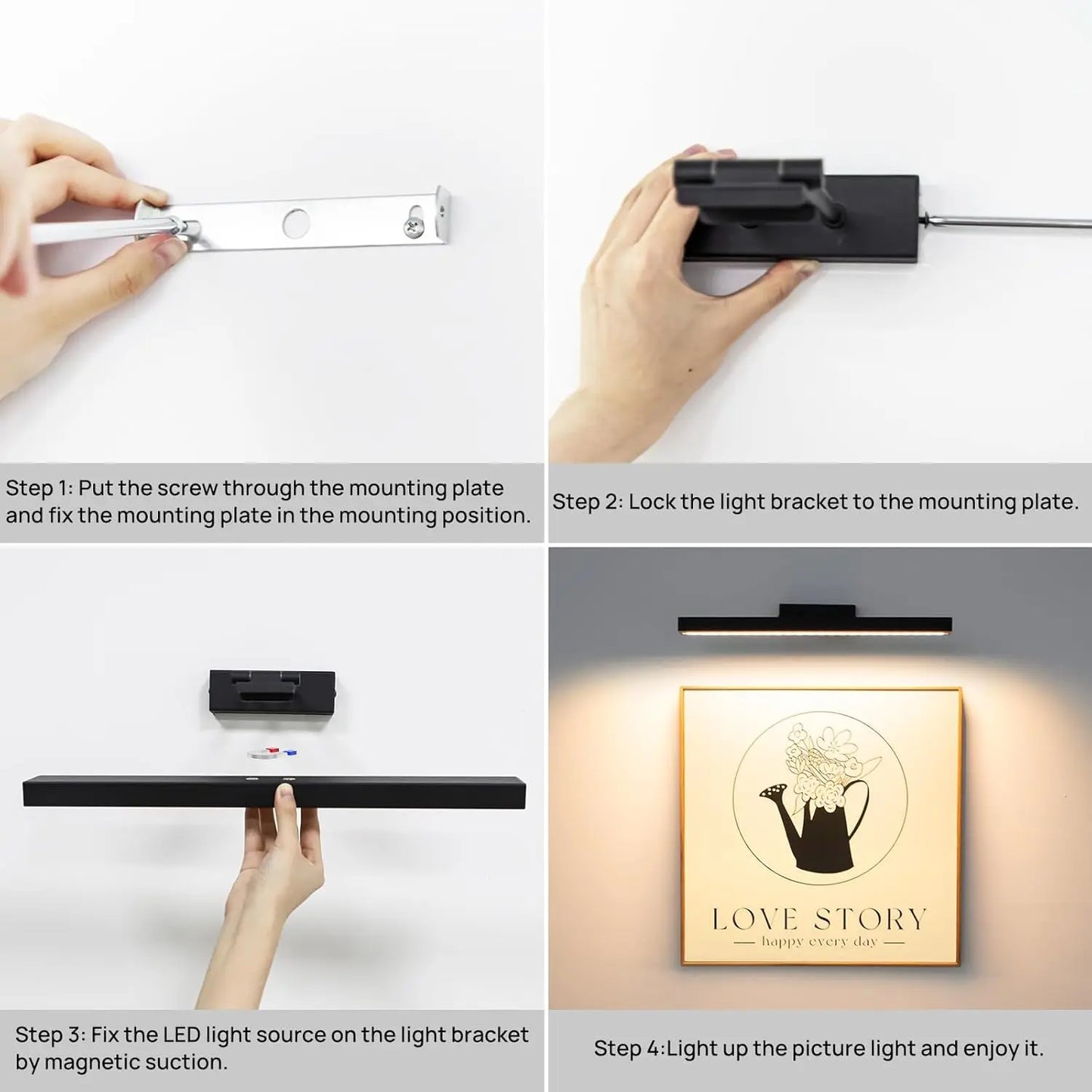 PRTILOUD Wireless Art Light Dimmable Battery Picture Light