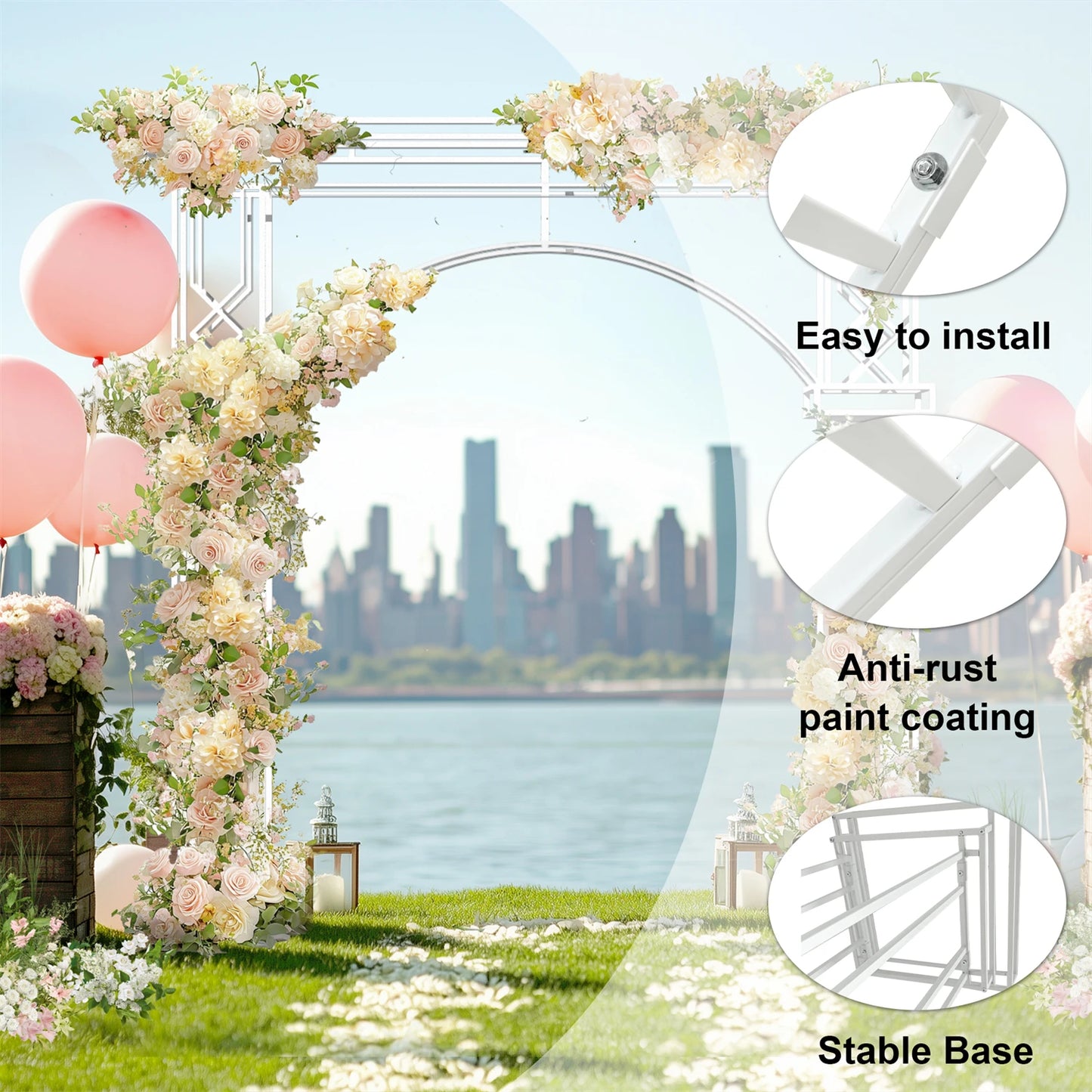 Modern Metal Wedding Archway Ceremony Backdrop Stand For Garden Events