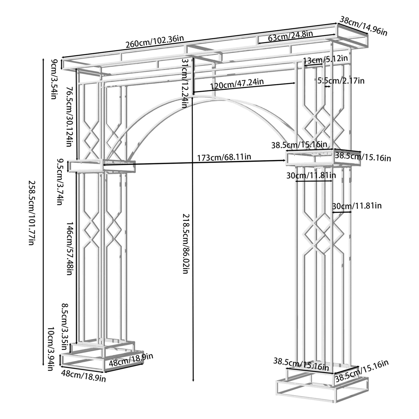 Modern Metal Wedding Archway Ceremony Backdrop Stand For Garden Events