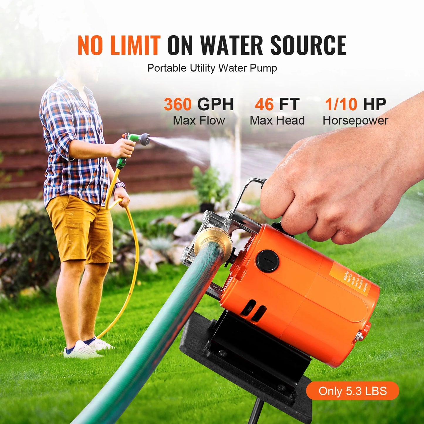 Succebuy Portable Electric Water Transfer Pump 360 Gph 120V