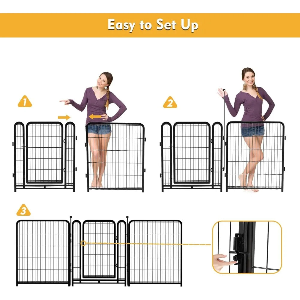 Metal Dog Playpen With Wide Gate For Secure Pet Containment
