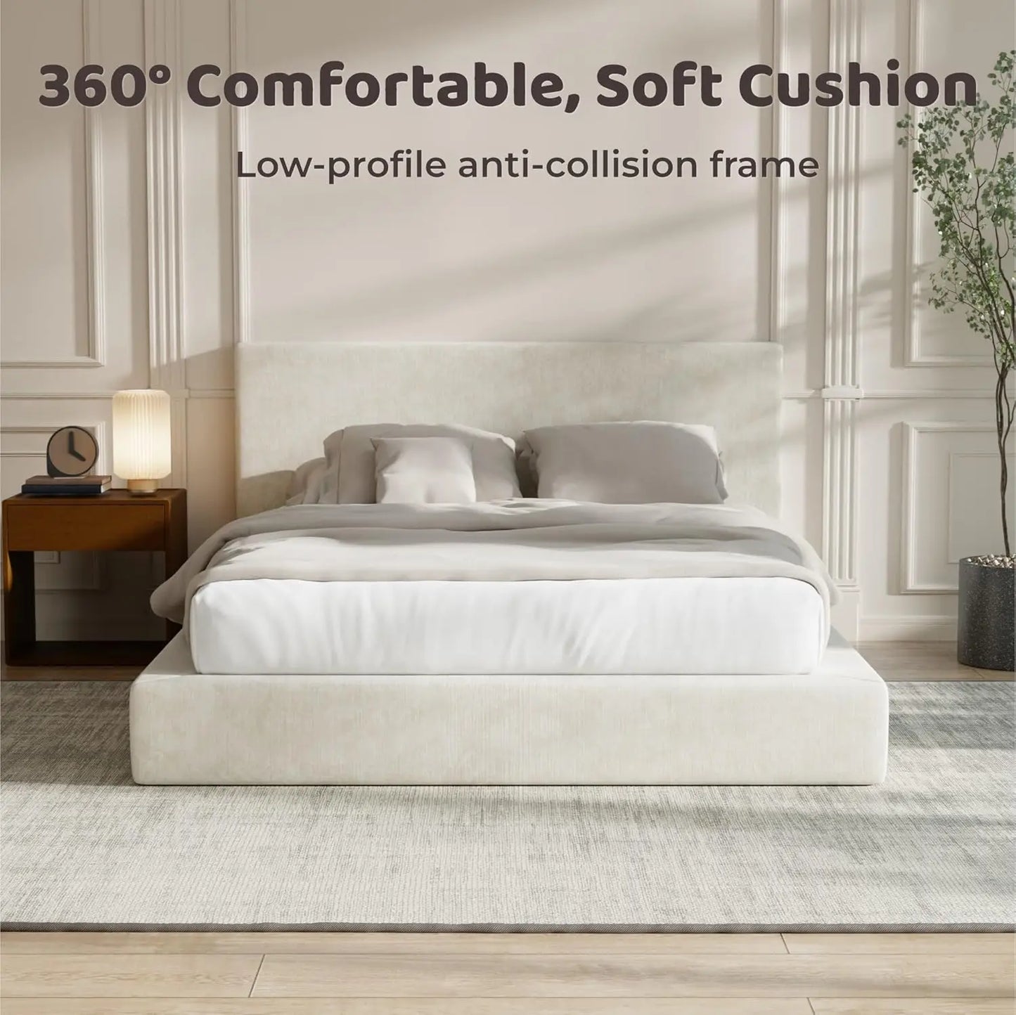 AirFrame Queen Bed Frame with Headboard, Cloud Upholstered Platform Bed Frame, 5 Inch Foam Cushioned, No Box, Customized