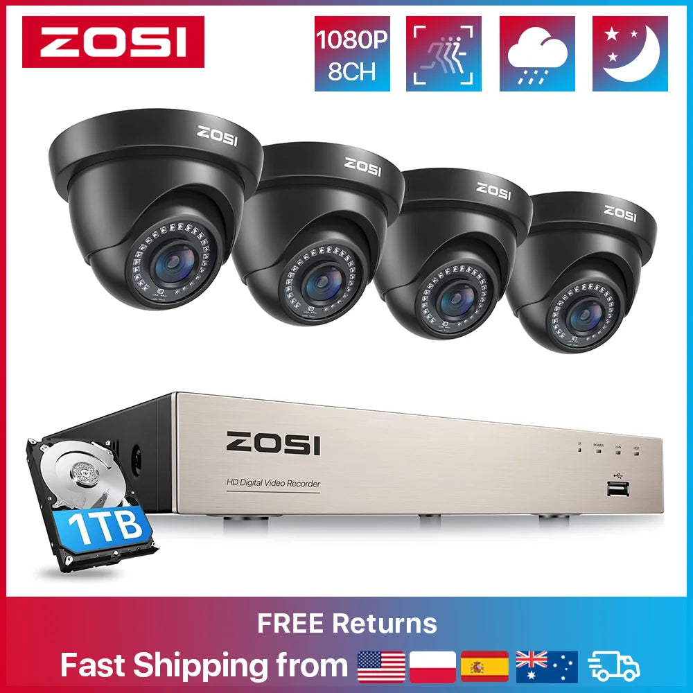 ZOSI 8CH Security Camera System H265 5MP Lite DVR Kit