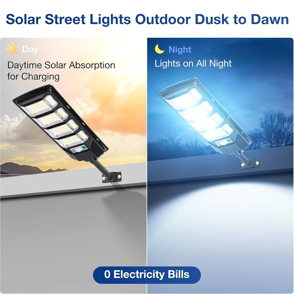 Solar LED Street Light 80000LM 192 LEDs Motion Sensor Waterproof