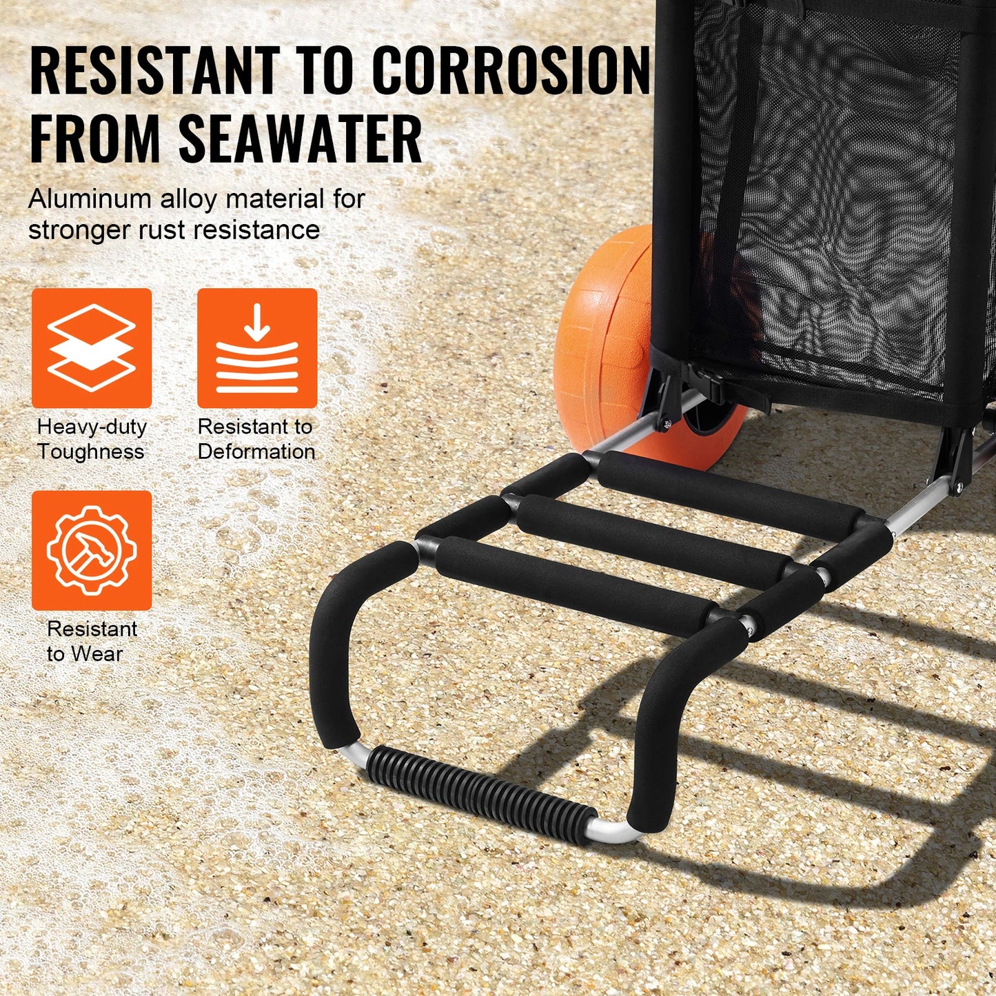 SucceBuy Beach Dolly With Big Wheels For Sand Folding Cart