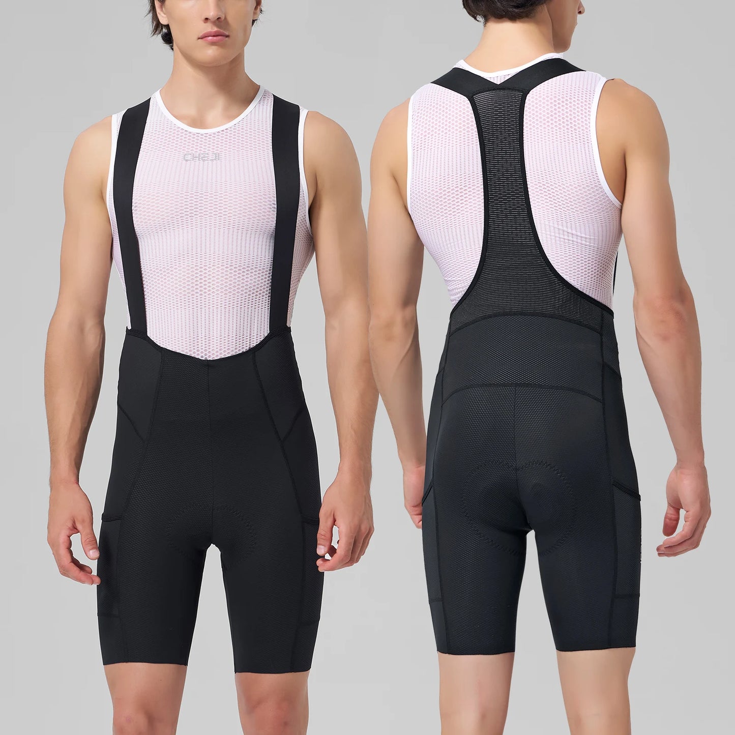 Cheji Men's Cycling Bib Shorts Seamless Quick-Drying Comfort