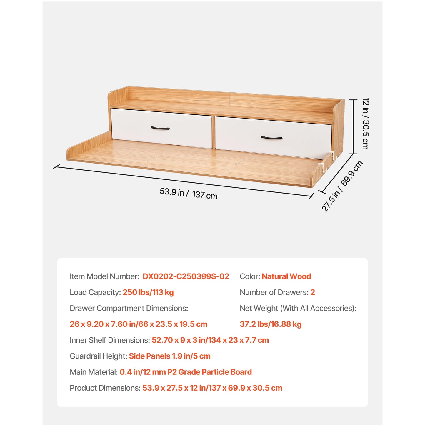 SucceBuy Wooden Washer Dryer Countertop With Drawer Shelf