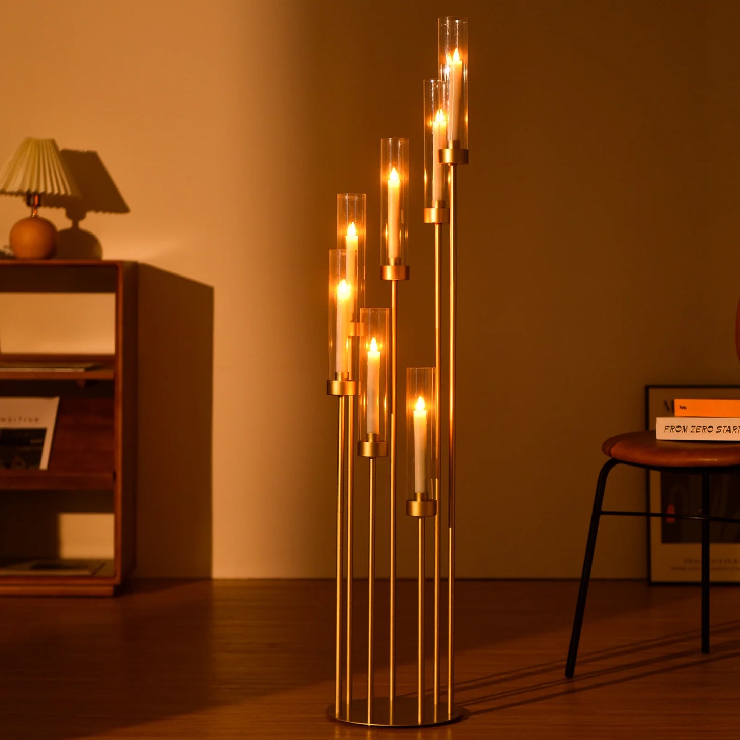 Vincigant 7 Arm Gold Floor Candelabra 48 Inch Centerpiece