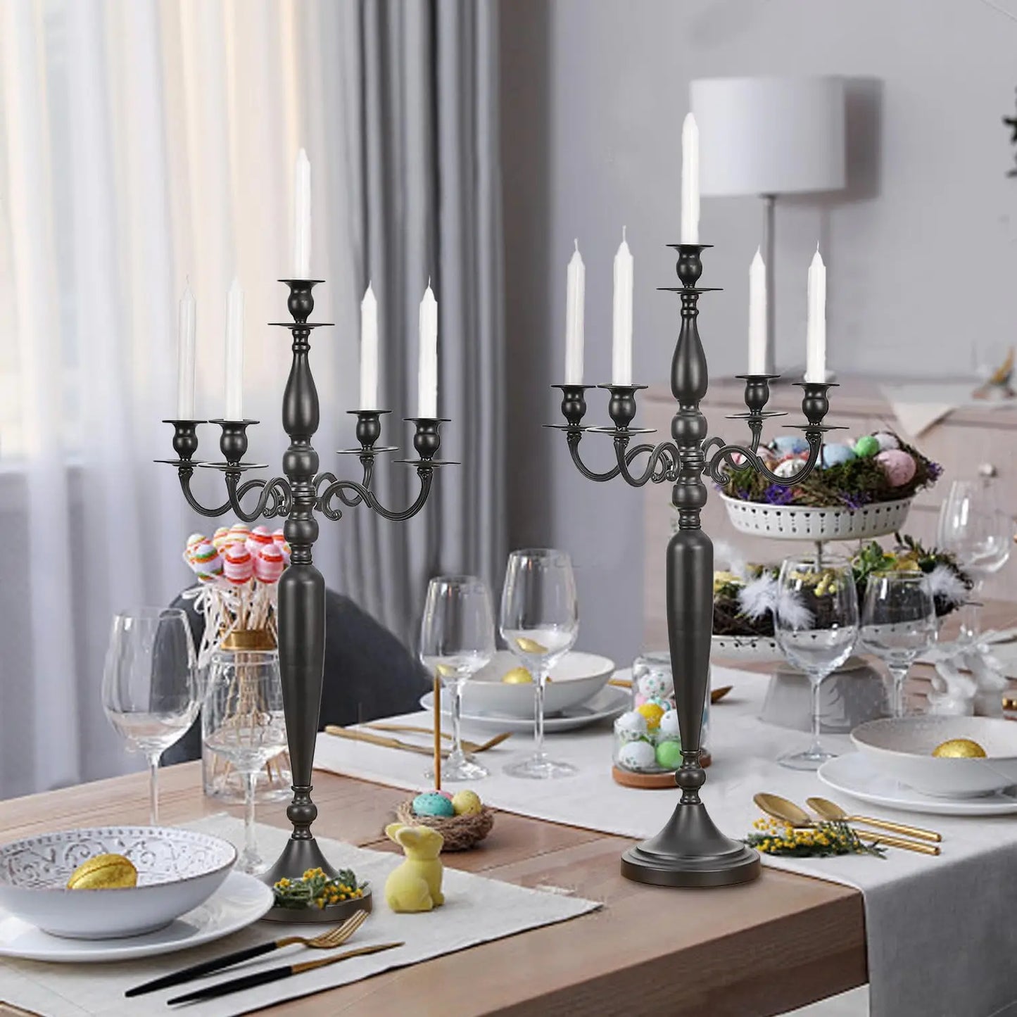 VINCIGANT 4 Pack Metal Five Arm Candelabra For Taper Candles