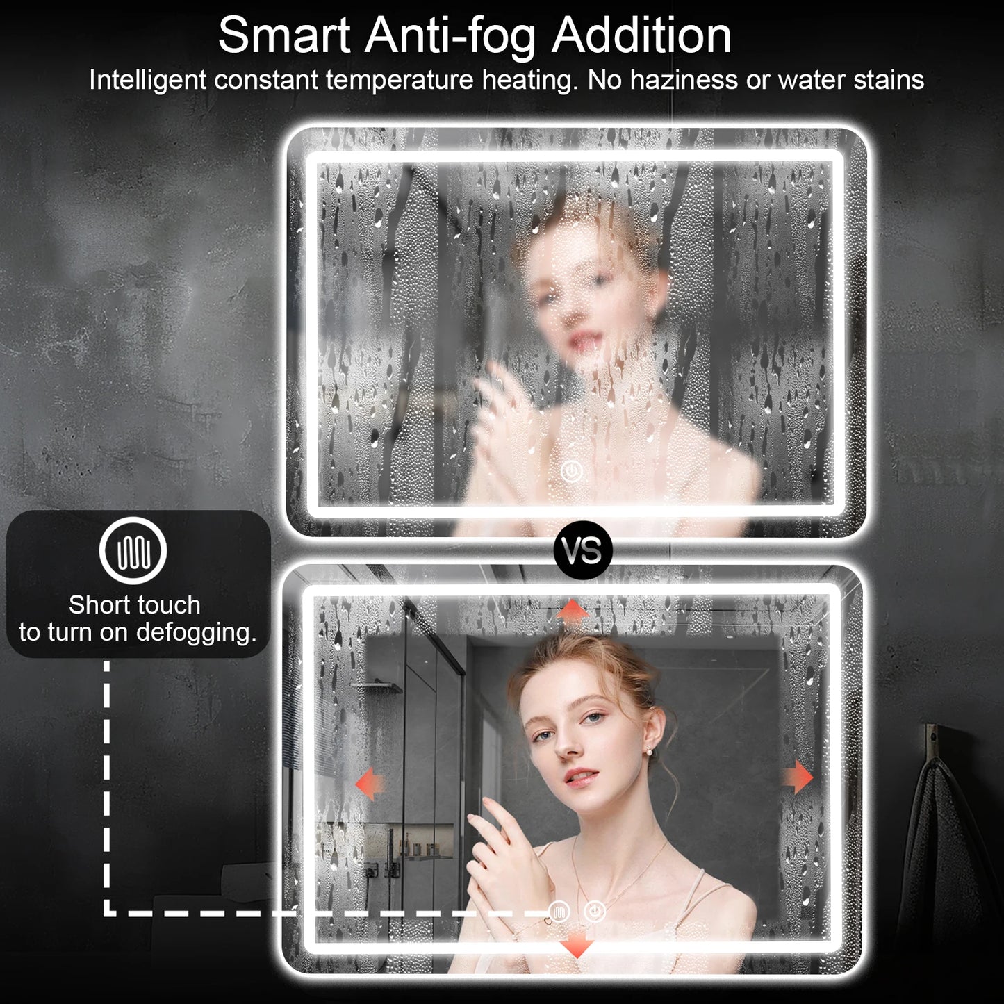 Mygiivovo LED Fogless Backlit Vanity Mirror With Demister Wall Mount
