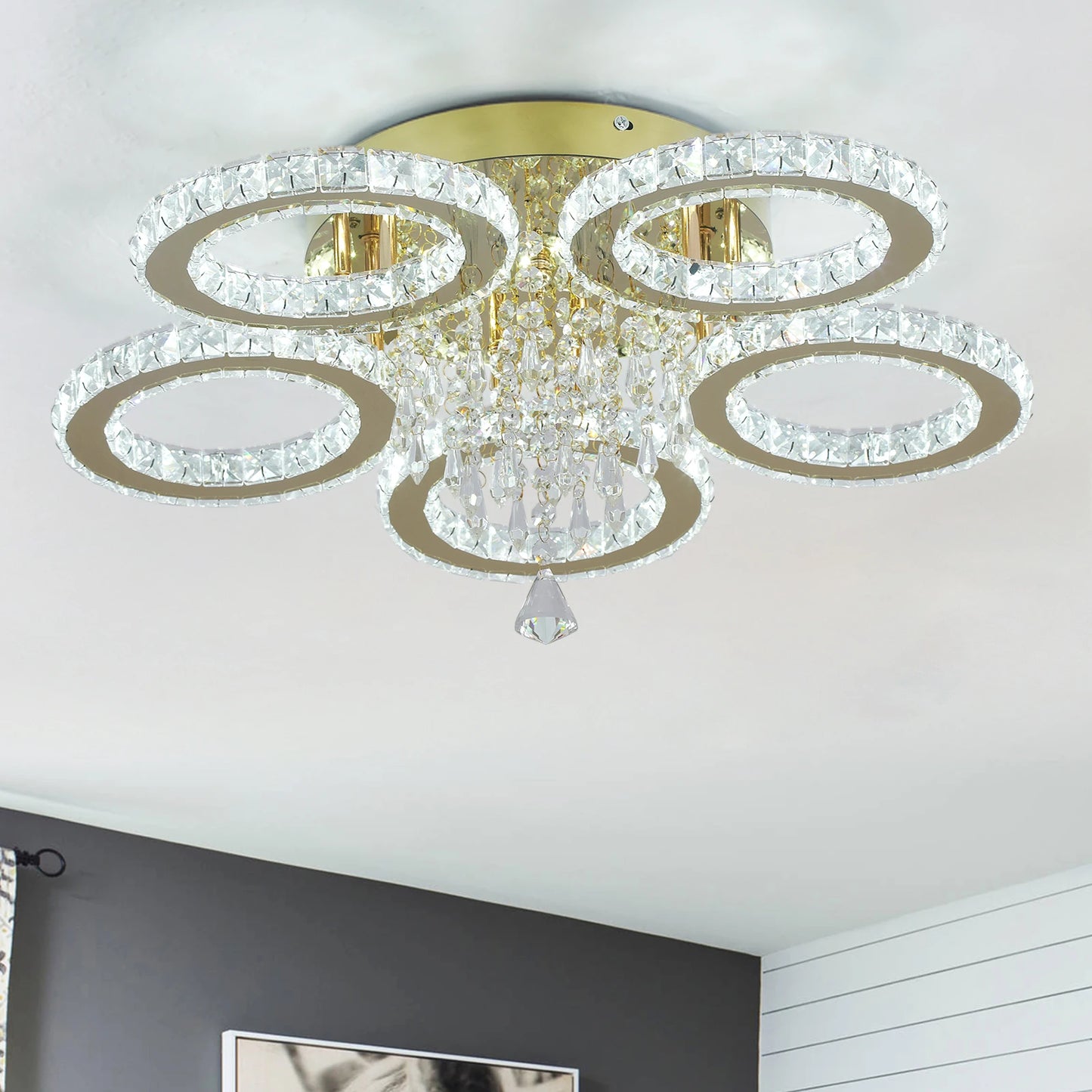 Vinilky Modern Crystal Ceiling Chandelier For Living Room