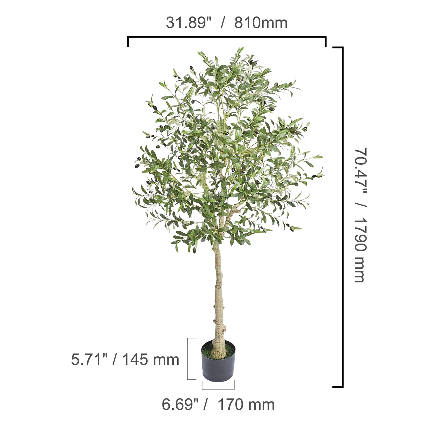 SucceBuy Artificial Olive Tree Faux Plant Sturdy Anti Tip Base
